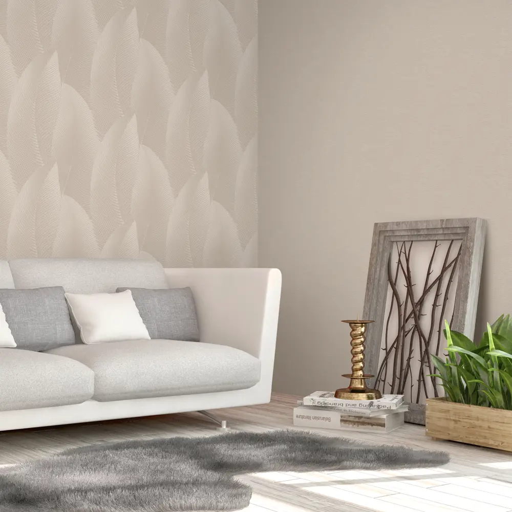 Флизелиновые обои Ateliero Divo бежевые с растительным орнаментом 89423693 STLM-1566104 - Вид №5