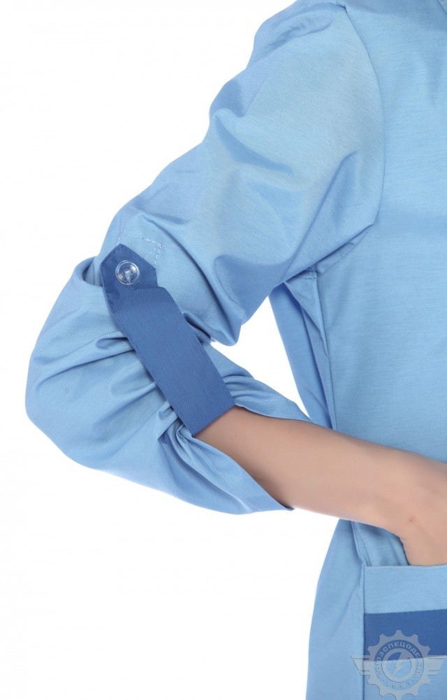 61738 Халат "Радуга" длинный рукав голубой  Одежда для обслуживающего персонала  размер 60 Спецодежда  - Вид №5