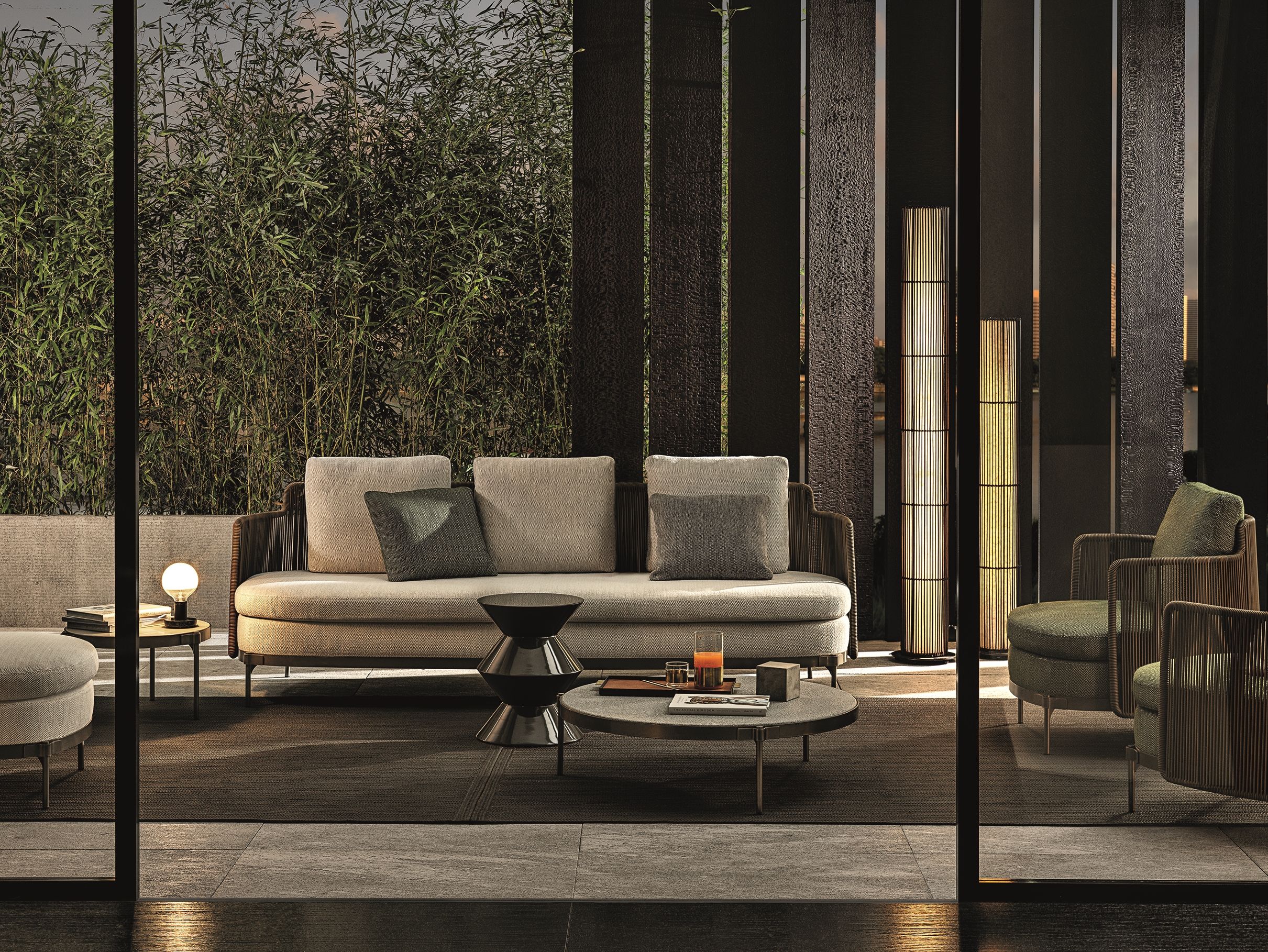 3 местный ткань открытый диван Minotti Tape Cord Outdoor ARCH-00107071 - Вид №2