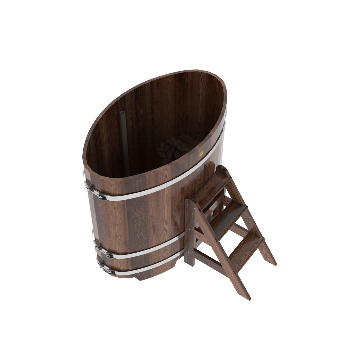 1154 Купель овальная из лиственницы 0,80х1,42х1,2 морёная премиум Alyarus  - Вид №1