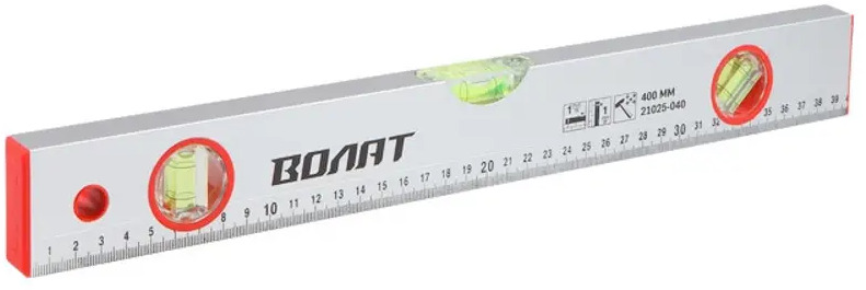 91615246 Уровень пузырьковый алюминиевый Волат 21025-040 3 глазка 400 мм STLM-0840897