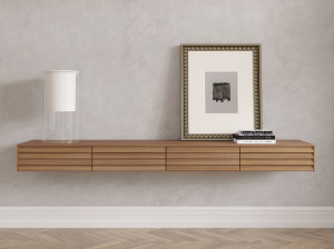 Деревянный подвесной шкаф для телевизора с ящиками