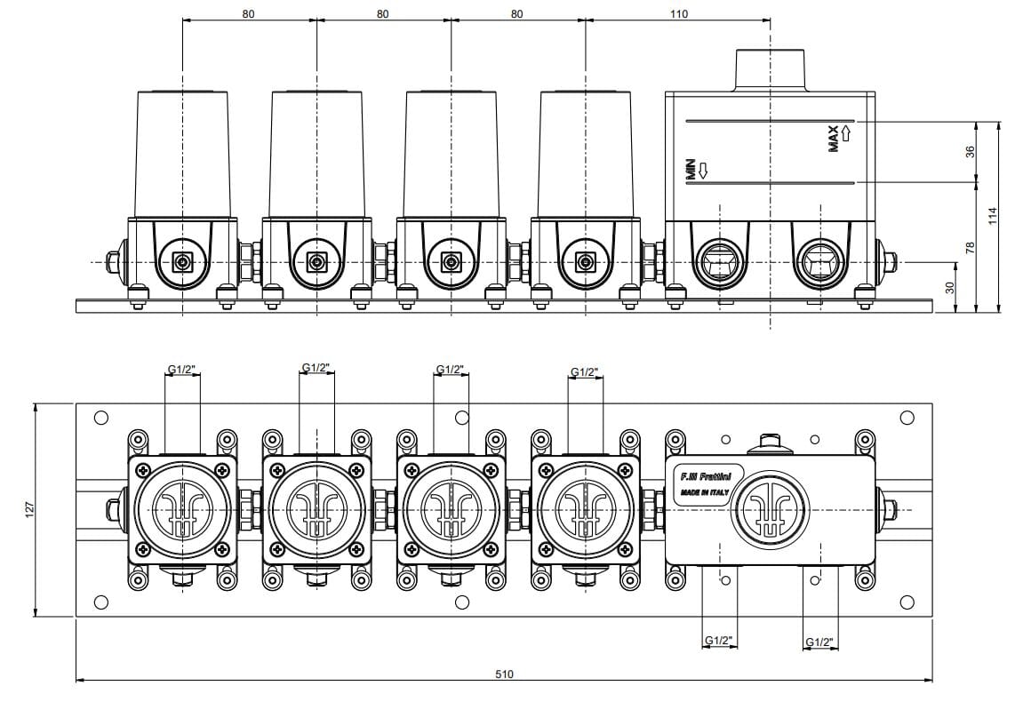 Встраиваемый корпус для прогрессивного смесителя Rubinetterie Frattini 98000V4 ARCH-00134410 - Вид №1