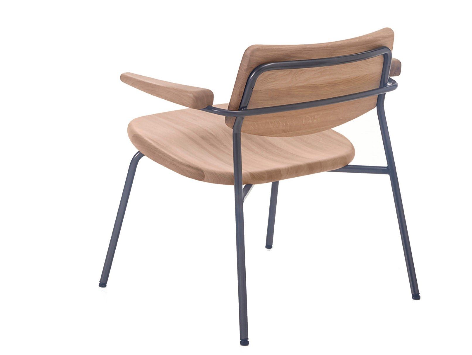 Штабелируемое кресло из нержавеющей стали и дерева с подлокотниками BassamFellows труба ARCH-00140786 - Вид №3