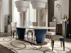 Valderamobili Овальный обеденный стол из мрамора и ткани Aura Aug