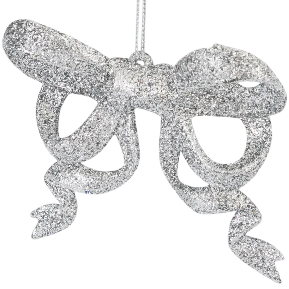 85156543 Елочная игрушка «Бантик» 9 см глиттер серебряный STLM-1483612 Santreyd  - Вид №1