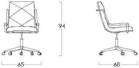 Jetclass Поворотное кожаное кресло с подлокотниками на колесиках Jackie Jjk302.2 - Вид №1