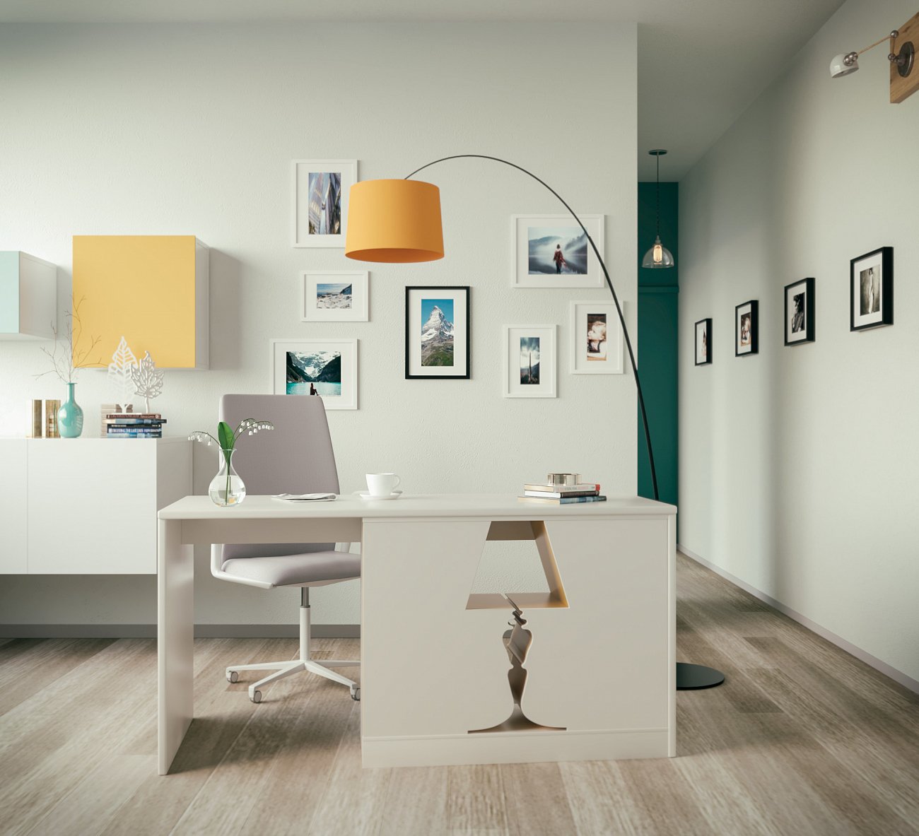 Письменный стол черный с голубым декором "Лампа" от Odingeniy ODINGENIY  178411 Черный  - Вид №3