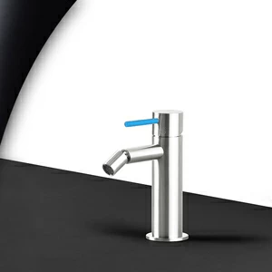 Смеситель для биде сталь глянцевая с синей ручкой Toki Radomonte TKS4LCIL16