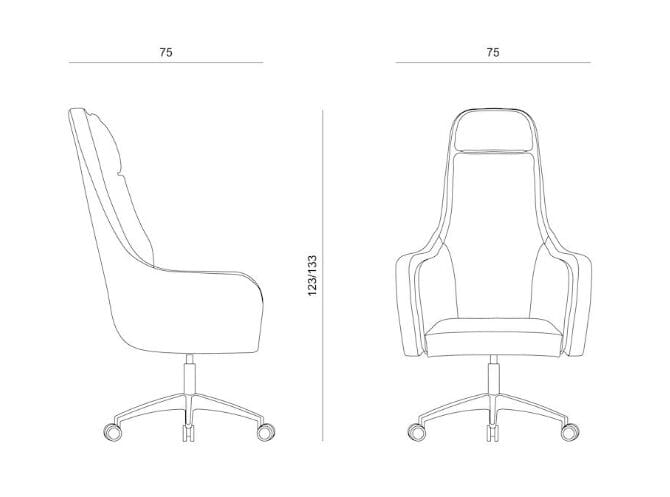 Кожаное офисное кресло руководителя с 5 спицами подголовник Carpanese Home Identity ARCH-00150262 - Вид №2