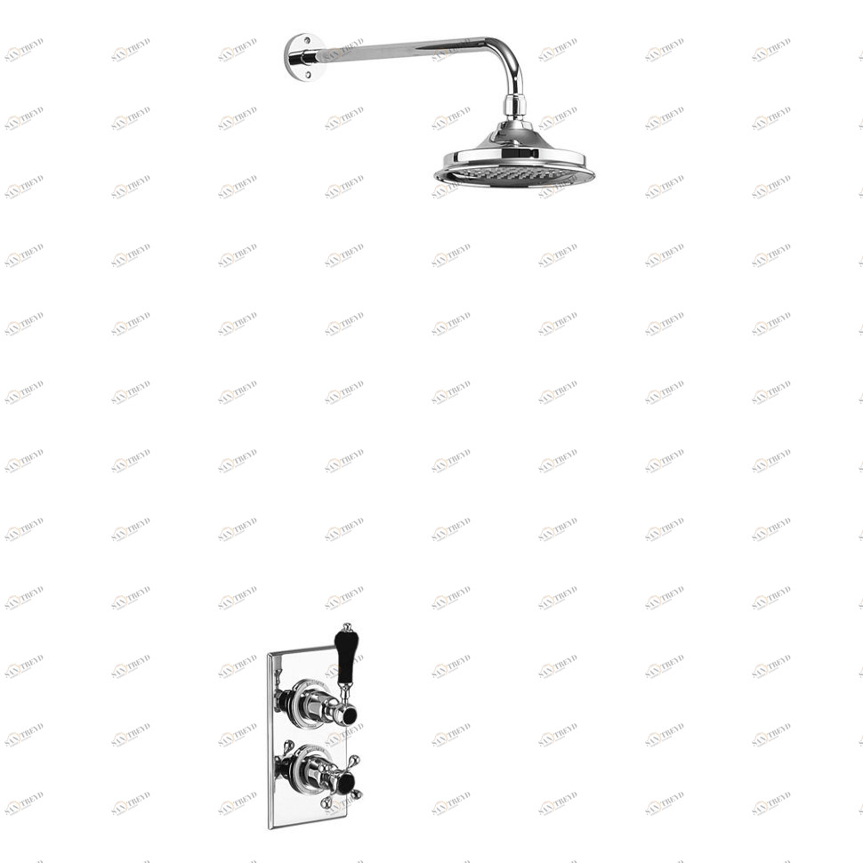 Душевая стойка c встроенным термостатом TF1S c душевой насадкой 9'', серия Black Trent Burlington TF1S BLA, V17/ARCV17 CHR