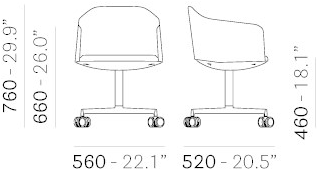 Pedrali Кресло вращающееся на 4 спицы с подлокотниками Laja 886 - Вид №4