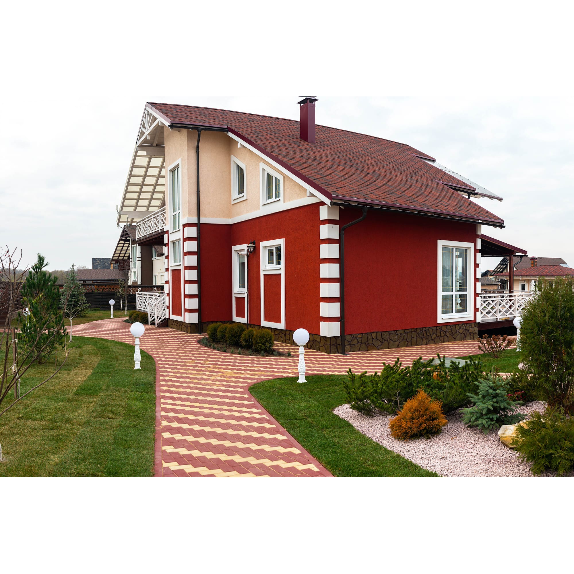 82001780 Бордюр тротуарный двухслойный Braer 1000х200х80 мм цвет красный Santreyd  - Вид №3