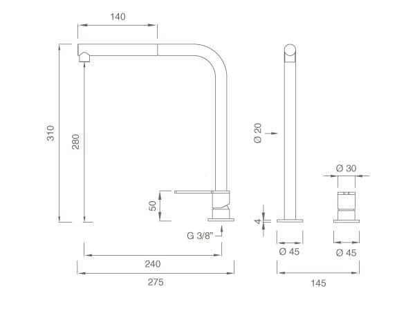 Смеситель для кухни с 2 отверстиями и выдвижным ручным душем CEADESIGN INNOVO ARCH-00034989 - Вид №2