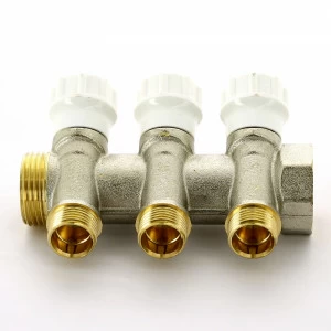 Коллектор НВ 1" с вентилями никелированный ITAP 3 выхода 1/2"Н 38мм