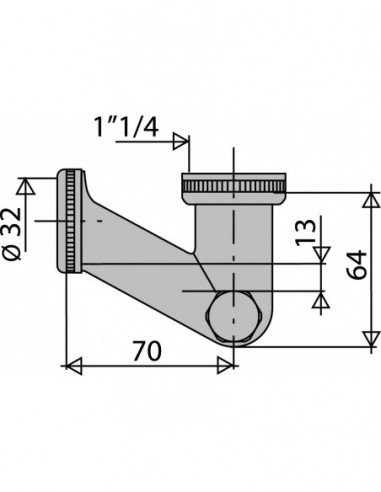 161300 008 00  V-образный сифон для умывальника или биде, выход Д. 32 мм, матовый никель Valentin Матовый Никель  - Вид №2