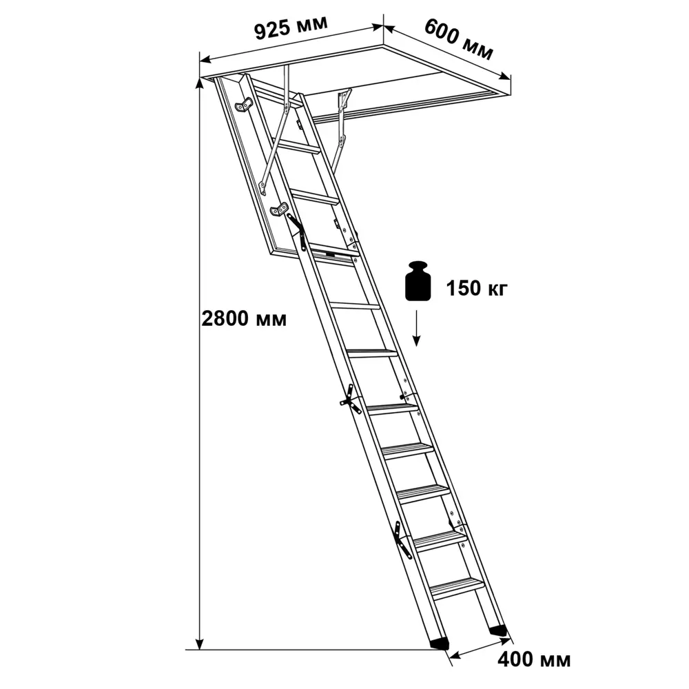 Лестница чердачная складная с секциями Эксперт 36 Mini 2800 мм DOLLE STLM-2033472 - Вид №5