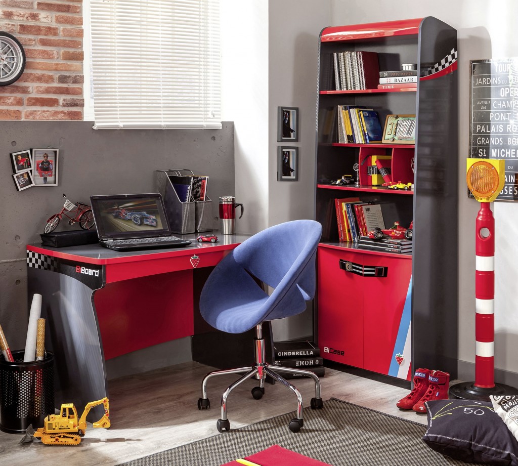 Детский письменный стол с ящиком черно-красный Champion Racer CILEK CHAMPION RACER 00-3832427 Черный;красный Santreyd  - Вид №1