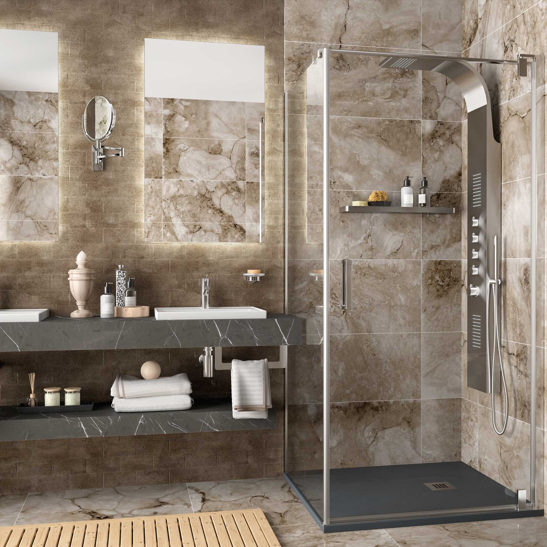 26746 SALGAR Душевая перегородка МАЛЬМО фиксированная боковая Прозрачная 862 - 882 x 1950 мм Malmö