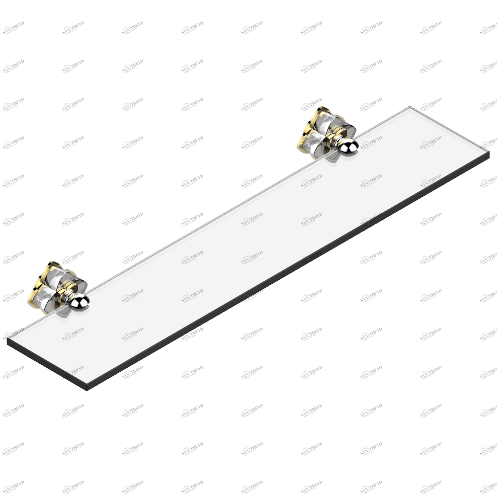U6A-564 Полка стеклянная 60 cм с кронштейнами Thg-paris Pétale de Cristal, прозрачный хрусталь Хром/золото U6A-564 CAT.A