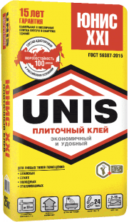 Плиточный клей Юнис XXI 25кг Unis 362 - Вид №1