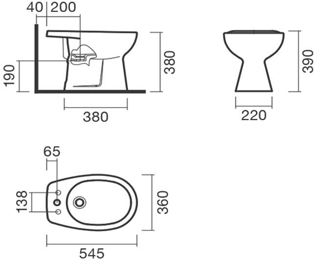 Биде приставное 54 Sanitana MUNIQUE S100726349000000 ( MPBD1 )  - Вид №1