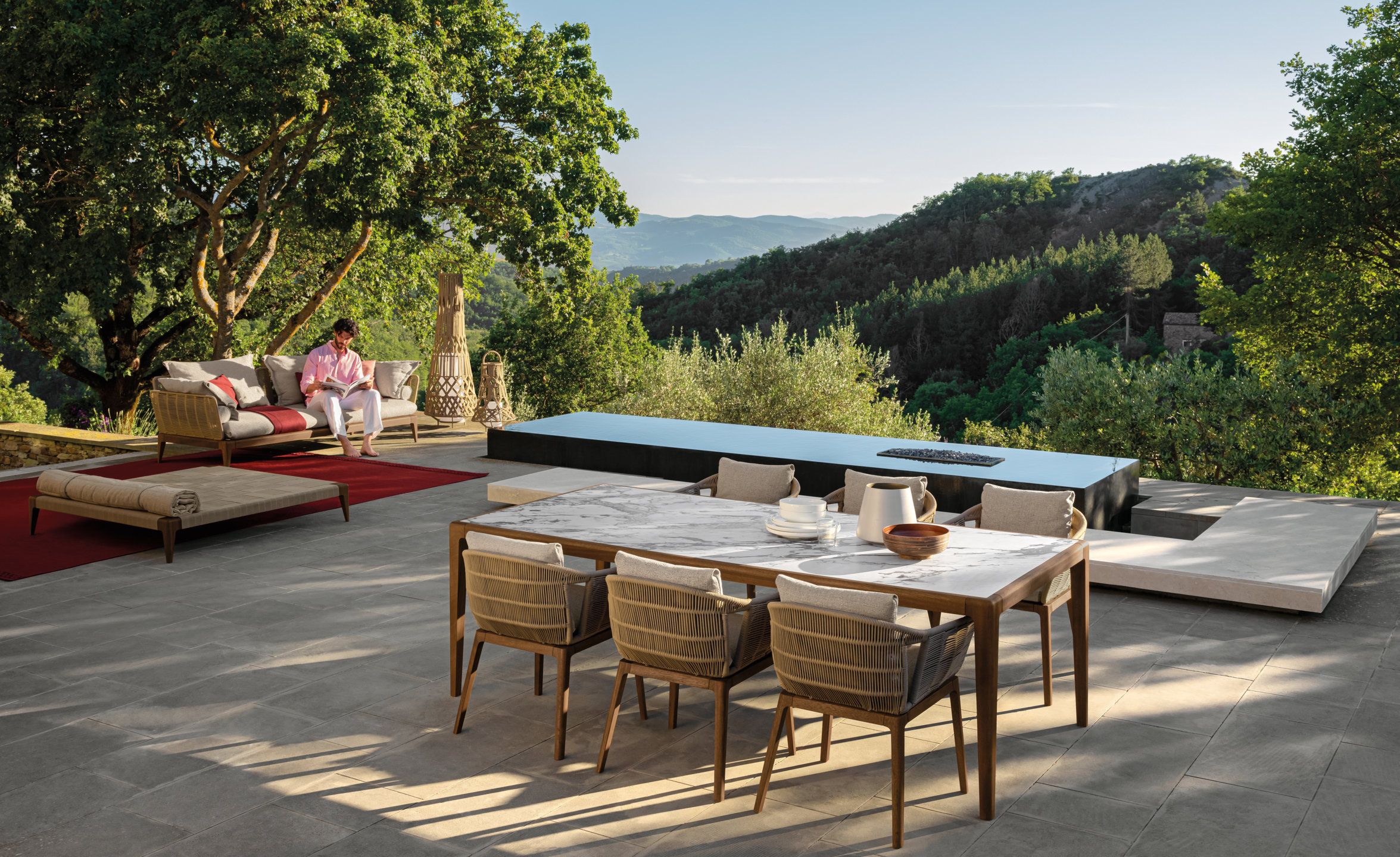 3-местный тканевый садовый диван Talenti Cruise Teak ARCH-00084245 - Вид №3