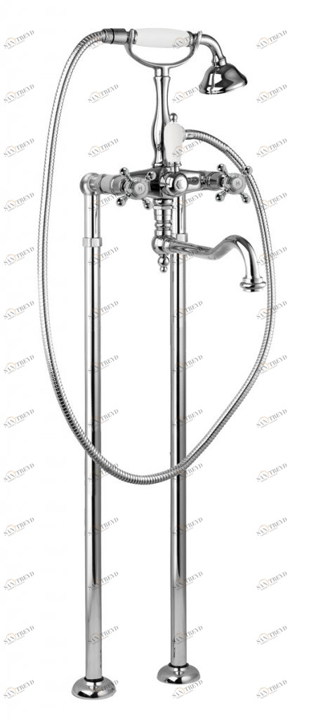 Напольный смеситель для ванны с поворотным изливом с ручным душем, шлангом 150 см CEZARES GOLF-VDP2-01-Bi