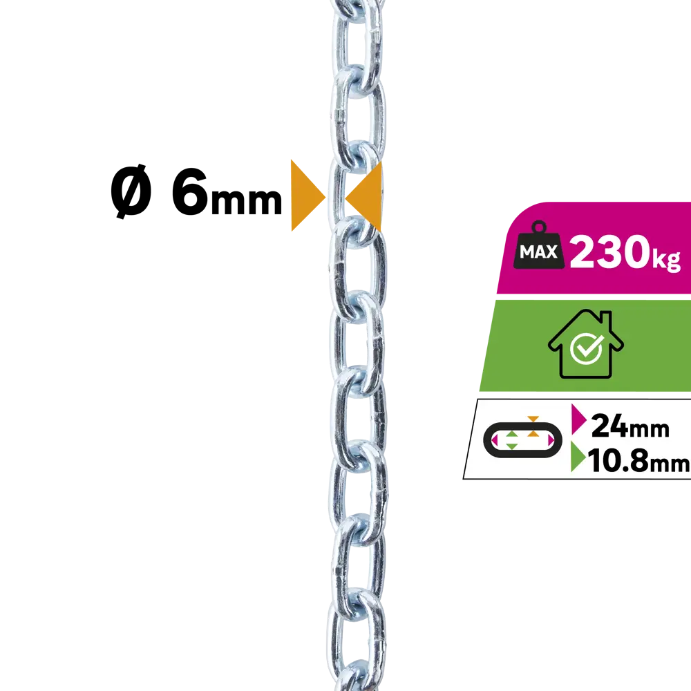 Цепь Standers оцинкованная сталь 6 мм 10 м/уп STLM-2147246 - Вид №1