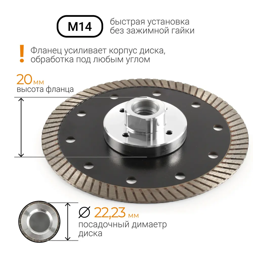 Алмазный диск RAGE Turbo с фланцем для резки бетона и камня 125 мм 88483346 STLM-0848097 - Вид №2