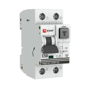 Дифференциальный автомат EKF PROxima АВДТ-63 2P C50 A 100 мА 6 кА A DA63-50-100e 84405894 STLM-2166538