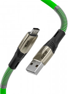 GCR-51963 Gcr кабель 1.2m microusb series mercedes & spring, green, для зарядки, no sync data, 22 awg, Greenconnect