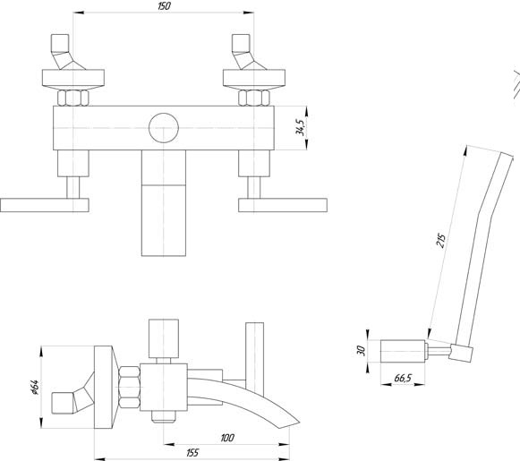 Cмеситель MIGLIORE Syntesi, ML.SNS-7902.CR для ванны/душа  - Вид №1