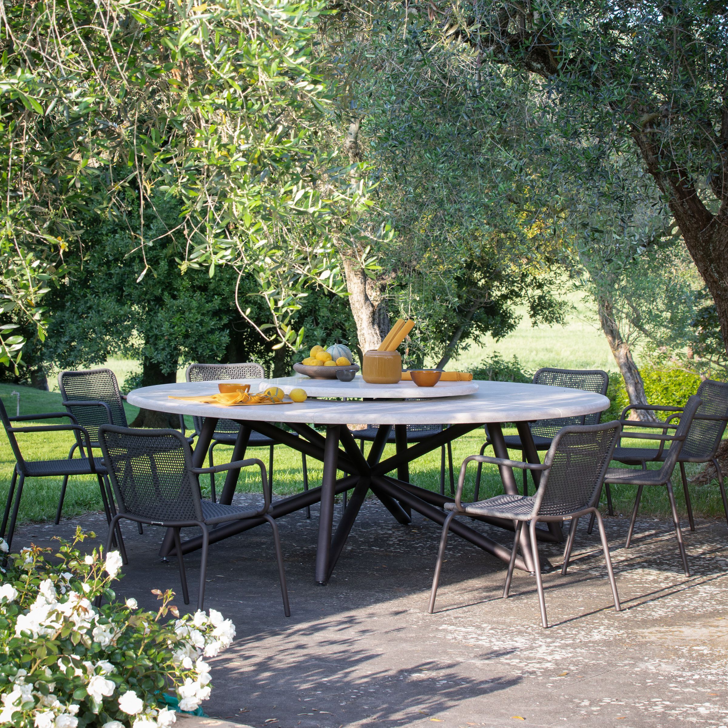 Круглый травертиновый стол с Lazy Susan VELTHA® Hermu ARCH-00048212 - Вид №2