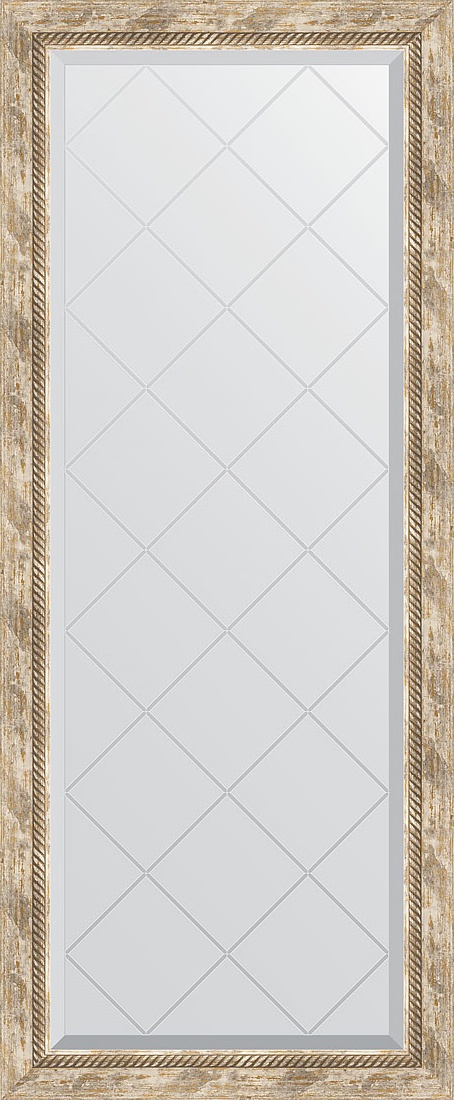 BY 4134 Зеркало с гравировкой в багетной раме - прованс с плетением 70 mm EVOFORM Exclusive-G