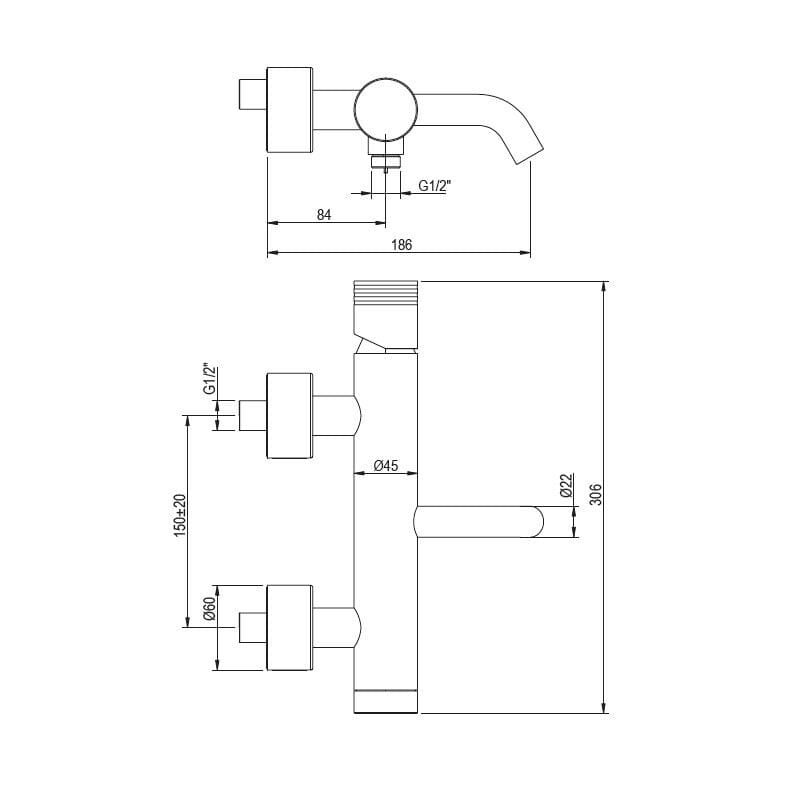 Смеситель для ванны из нержавеющей стали с переключателем Tubico Луара ARCH-00152152 - Вид №2