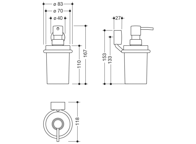 815.06.11045 Дозатор для мыла или дезинфицирующего средства с держателем HEWI Spenderprodukte  - Вид №5