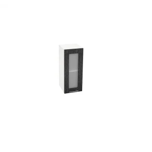 91925760 Навесной шкаф Василиса со стеклом 30x71.60x31.80 см фасад черный МДФ каркас белый ЛДСП Kameol STLM-1522064
