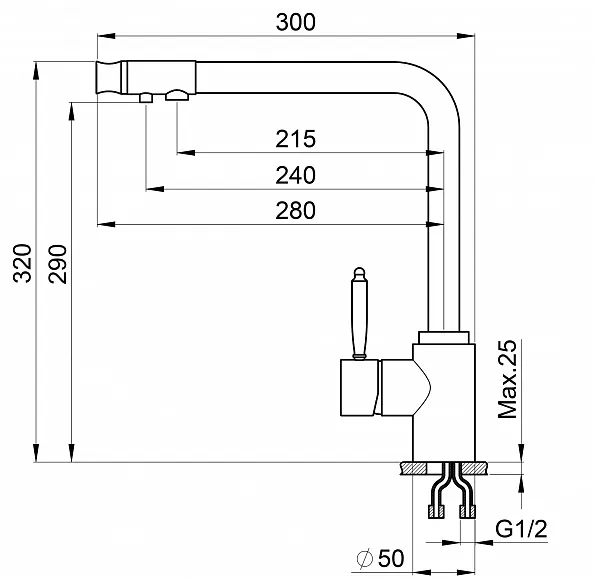 2301, ГРАФИТ, СМЕСИТЕЛЬ КУХОННЫЙ GRANULA 2301-ST06 - Вид №2