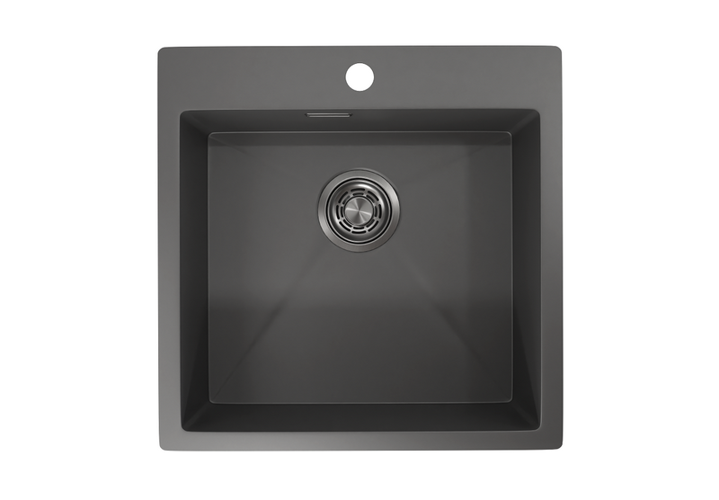 5151, ГРАФИТ МАТОВЫЙ, стальная кухонная мойка GRANULA 5151-ST348 - Вид №1