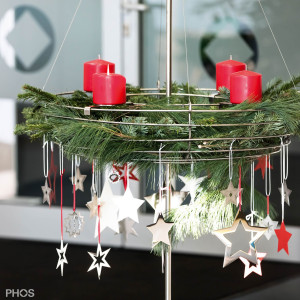 AKS1-BPW Подставка для венка Адвента с корзиной, основание: белое. PHOS