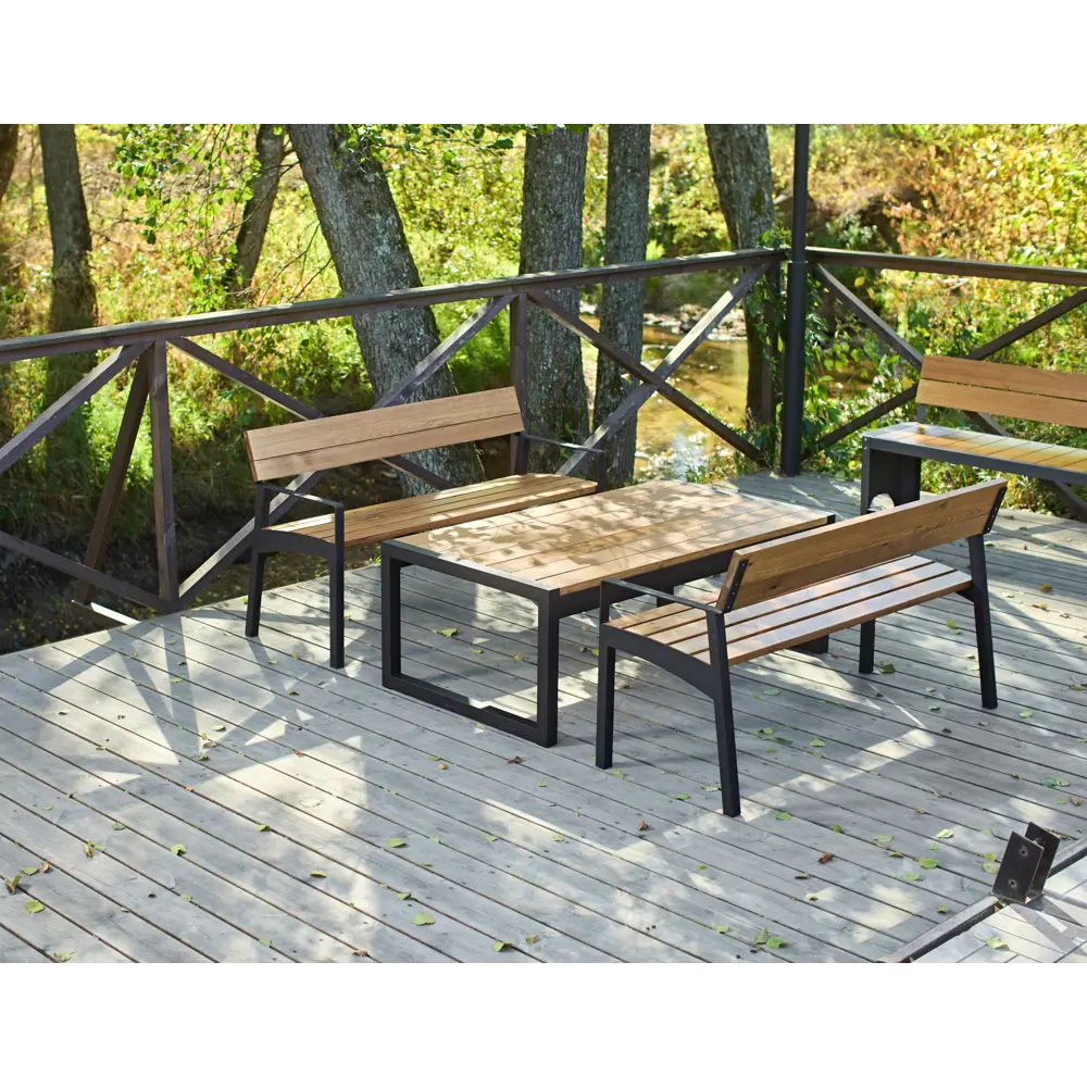 Скамья садовая Europe EU150 148x60x82 см дерево черный/коричневый GRATAR STLM-2122820 - Вид №4