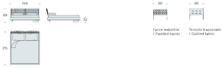 Saba Italia Двуспальная кровать из ткани с мягким изголовьем Limes sun-id-1442568 - Вид №6