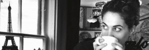 Гамма черно-бел девушка с кофе 8,5х28,5