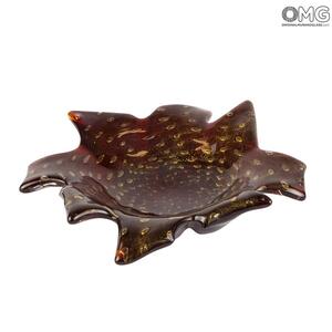 3601 ORIGINALMURANOGLASS Бордовое блюдце-вазочка - балетон - муранское стекло OMG 35 см