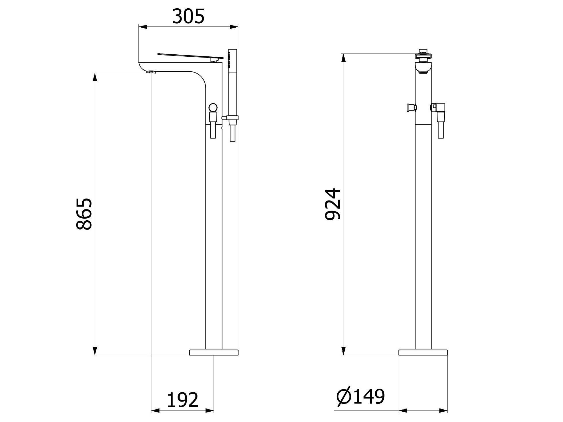 Однорычажный смеситель для ванны с ручным душем IB K2 ARCH-00137377 - Вид №2