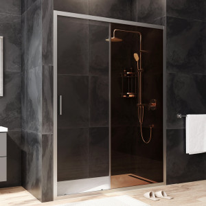 W90G-140-1-195MBr Solo Дверь душевая 140х195 стекло бронзовое профиль матовый хром AM.PM Gem