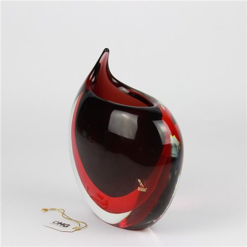 1705 ORIGINALMURANOGLASS Ваза Красный тигр - соммерсо - муранское стекло 15 см  - Вид №1