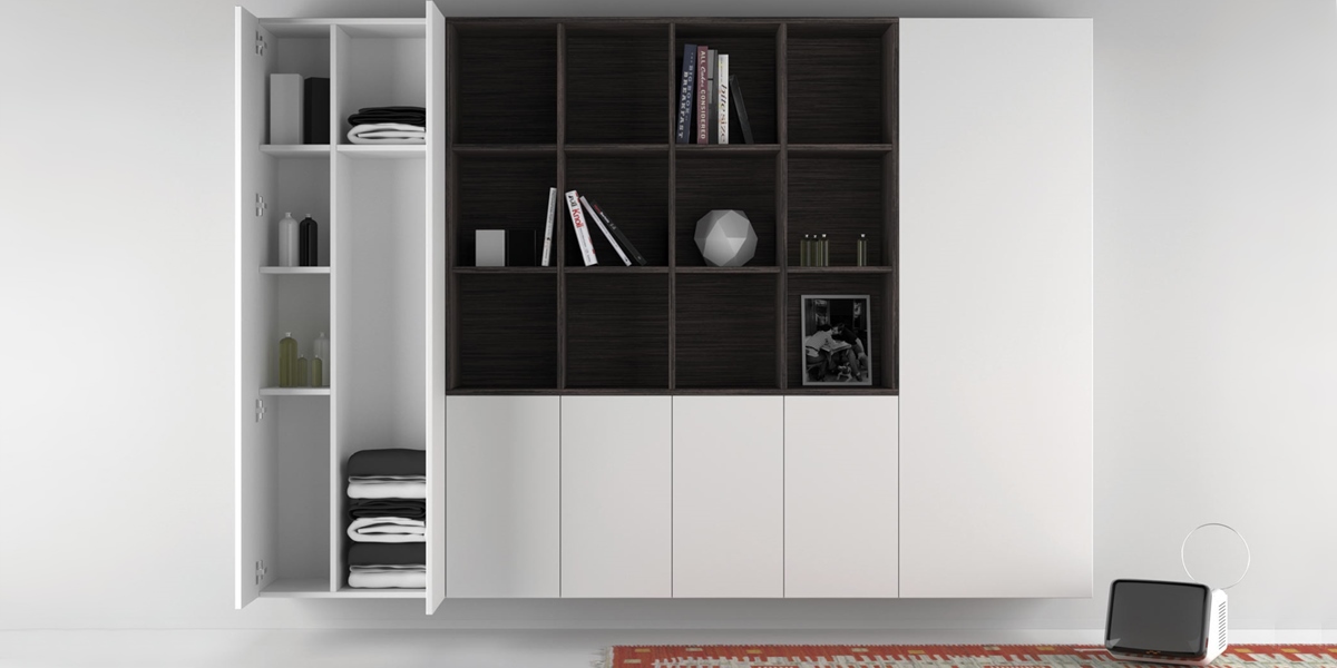 Moma Design Шкаф модульный подвесной Lounge белый/венге LBG01260 - Вид №1