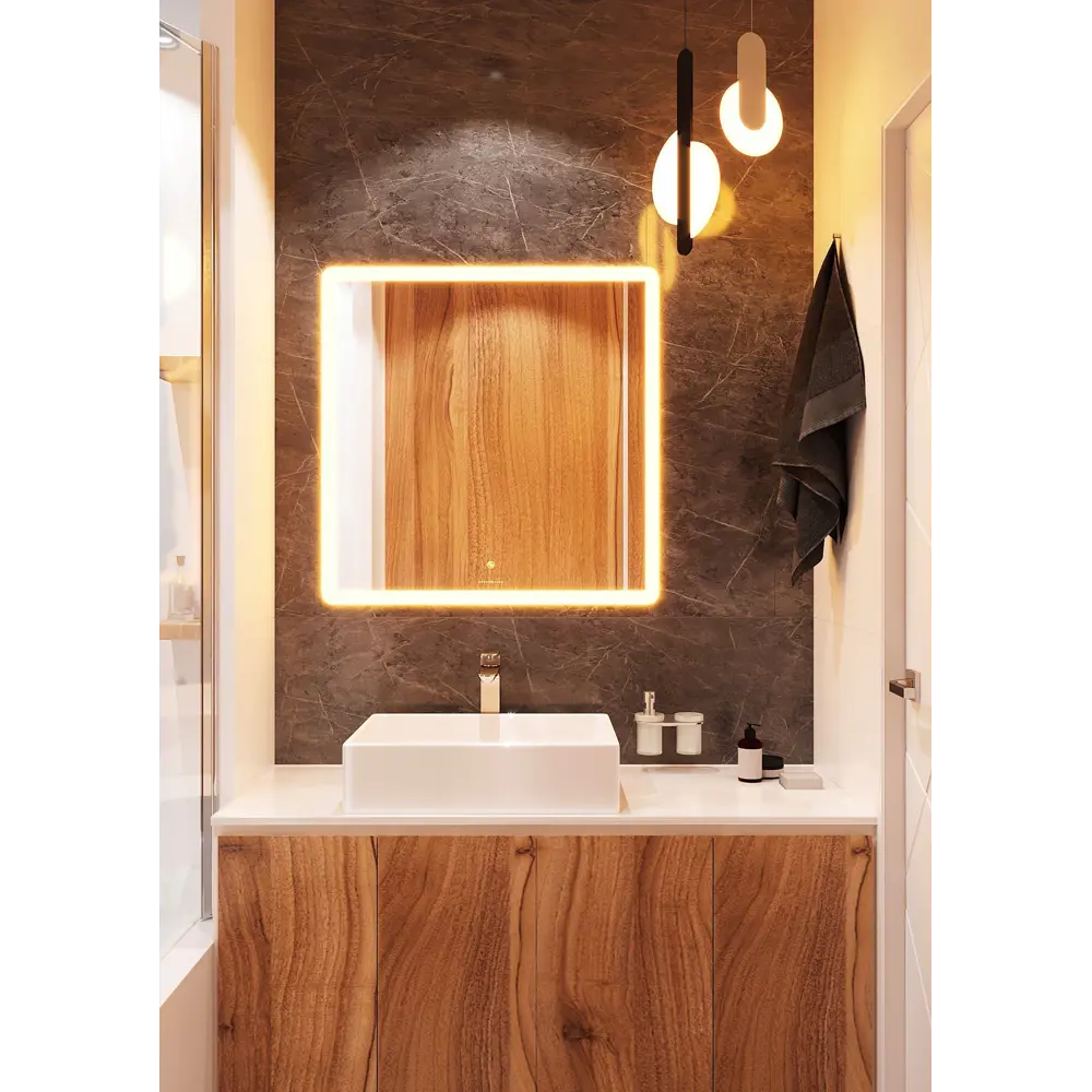 Зеркало для ванной Omega Glass Тип 4 SD604 с подсветкой 60x60 см квадратное STLM-2064919